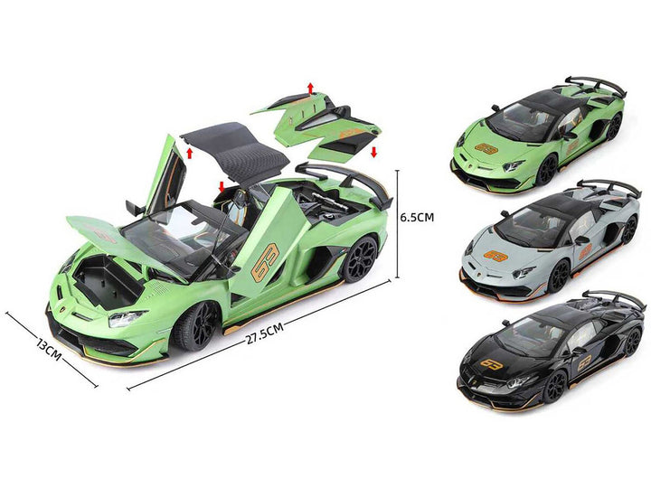 Lamborghini Aventador SVJ Roadster Green Metallic with Carbon Top and Gold Accents 1/18 Diecast Model Car by Heimanba image 2