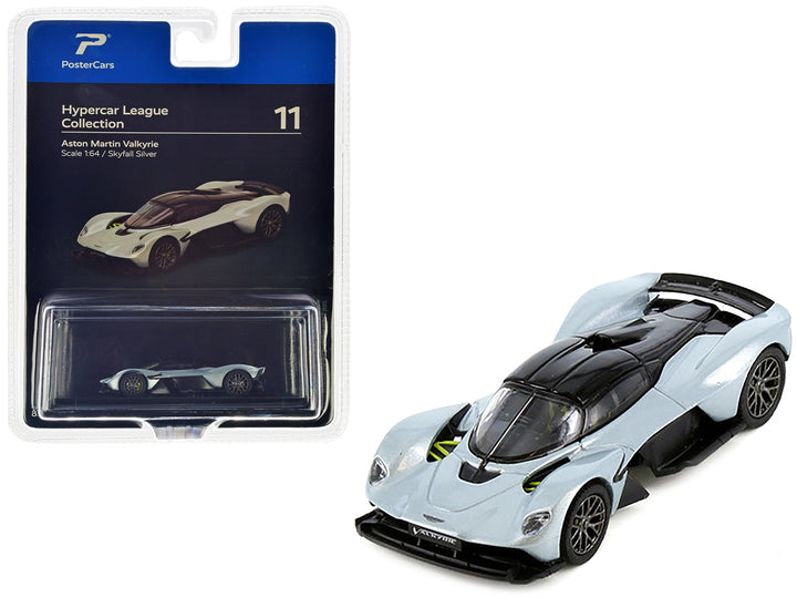 Aston Martin Valkyrie Skyfall Silver Metallic with Black Top "Hypercar League Collection" 1/64 Diecast Model Car by PosterCars image 2