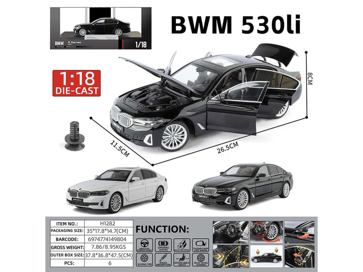 BMW 5 Series LCI White Metallic with Moonroof 1/18 Diecast Model Car by Heimanba image 2