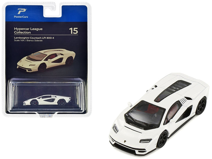 Lamborghini Countach LPI 800-4 Bianco Siderale White "Hypercar League Collection" 1/64 Diecast Model Car by PosterCars image 2