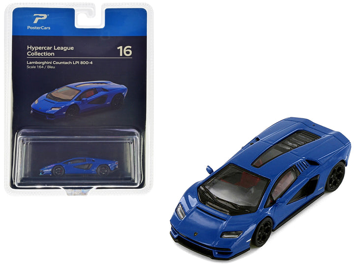 Lamborghini Countach LPI 800-4 Blue "Hypercar League Collection" 1/64 Diecast Model Car by PosterCars image 2