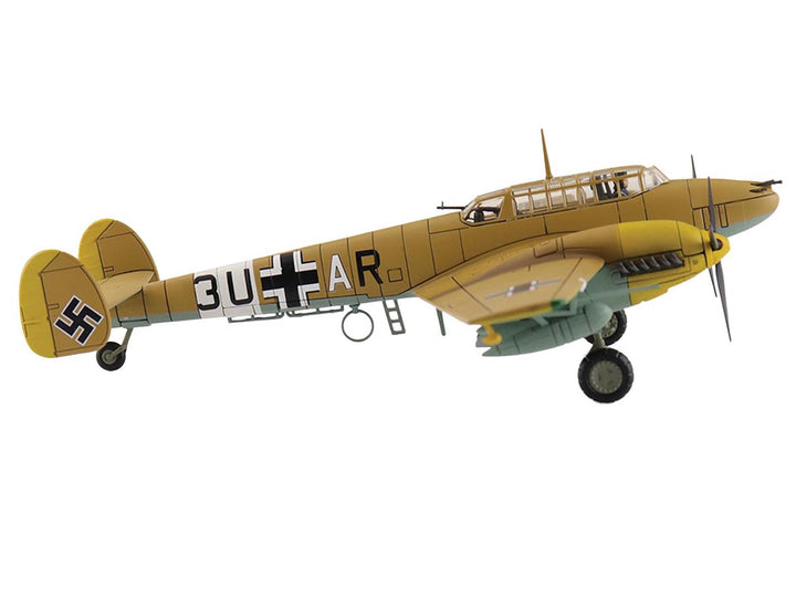 Messerschmitt BF 110E-2 Trop Fighter Aircraft "3U+AR 7./ZG26 Italy" (1941) German Luftwaffe "Air Power Series" 1/72 Diecast Model by Hobby Master image 2