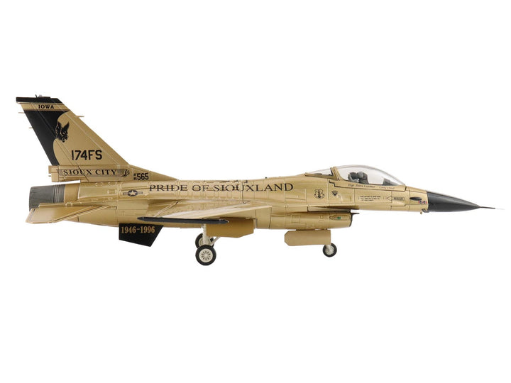 Lockheed F-16A Fighting Falcon Fighter Aircraft "85-1565 Golden Bat Viper 185 ARW Iowa ANG Squadron 50th Anniversary" (2022) United States Air Force "Air Power Series" 1/72 Diecast Model by Hobby Master image 2