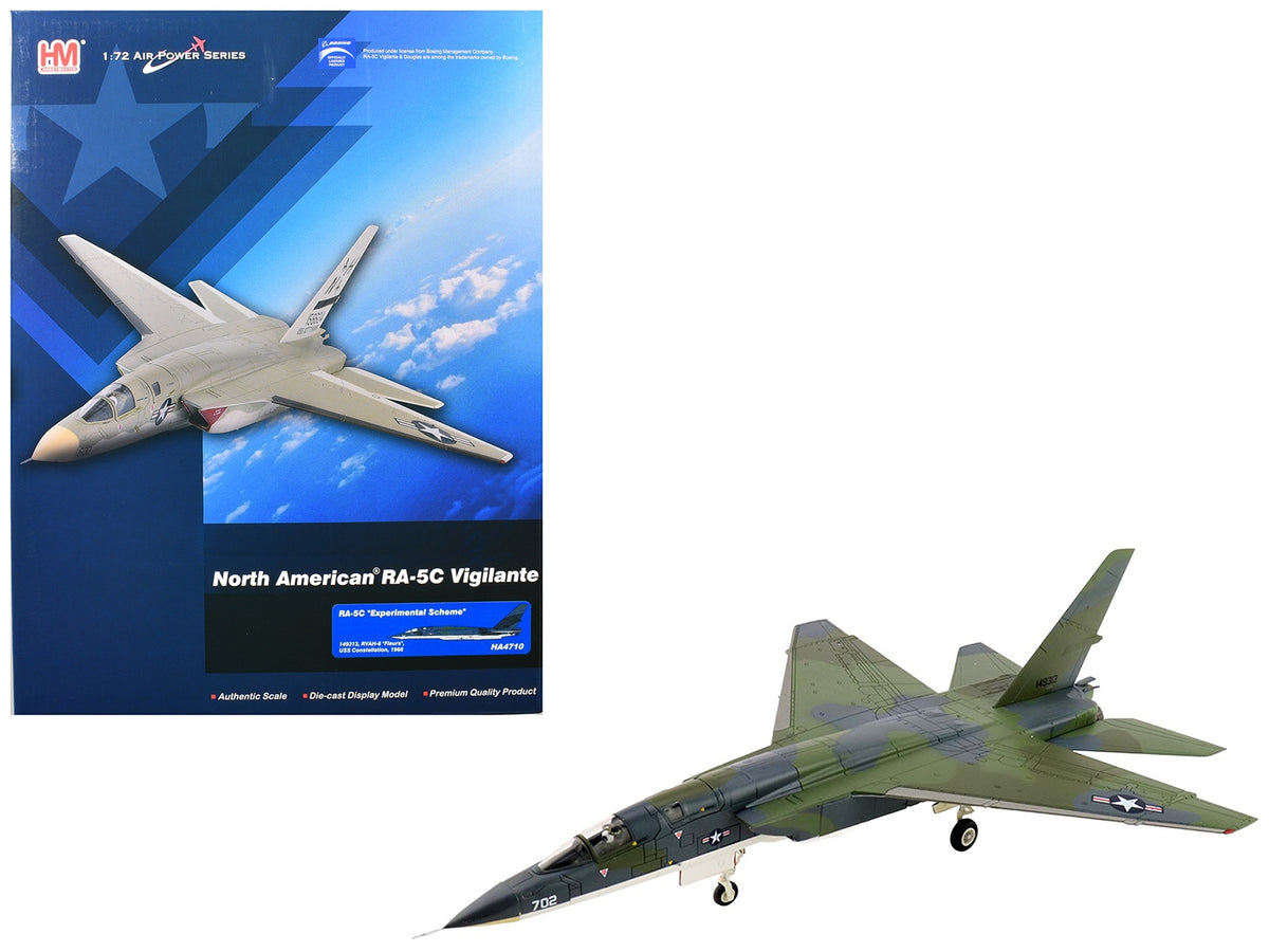 North American RA-5C Vigilante Aircraft "149313 RVAH-6 Fleurs Experimental Scheme USS Constellation" (1966) United States Navy "Air Power Series" 1/72 Diecast Model by Hobby Master