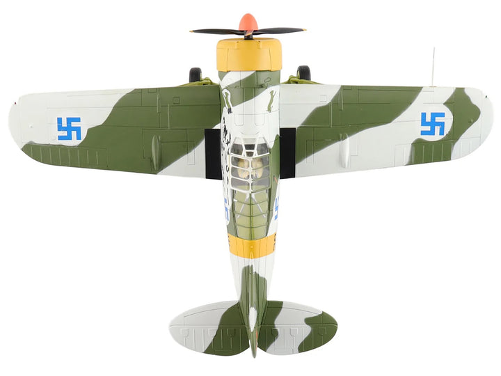 Brewster F2A Model 239 "Buffalo" Fighter Aircraft "BW364 LeLv 24 flown by Warrant Officer Ilmari Juutilainen" (1942) Finnish Air Force "Air Power Series" 1/48 Diecast Model by Hobby Master image 2