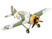 Brewster F2A Model 239 "Buffalo" Fighter Aircraft "BW364 LeLv 24 flown by Warrant Officer Ilmari Juutilainen" (1942) Finnish Air Force "Air Power Series" 1/48 Diecast Model by Hobby Master image 3