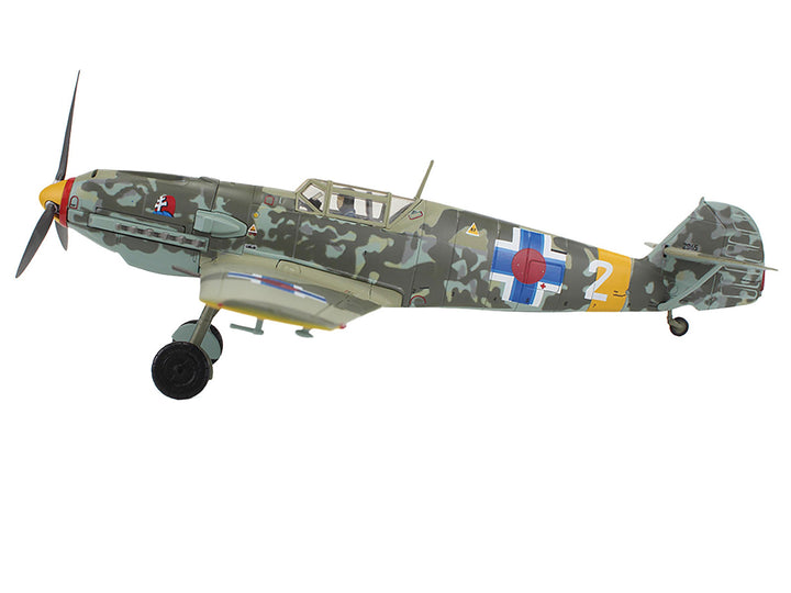 Messerschmitt Bf 109E-3 Fighter Aircraft "White 2 Jan Reznak 13.(slow)/JG 52 Kraznodar USSR" (1943) German Luftwaffe "Air Power Series" 1/48 Diecast Model by Hobby Master image 2