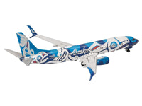 Boeing 737-800 Commercial Aircraft "Alaska Airlines - Salmon People Livery" (N559AS) Blue and White 1/500 Diecast Model Airplane by Herpa image 4