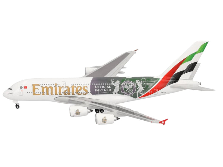 Airbus A380-800 Commercial Aircraft "Emirates Airlines - Wimbledon Official Partner" (A6-EOE) White with Graphics 1/500 Diecast Model Airplane by Herpa image 2