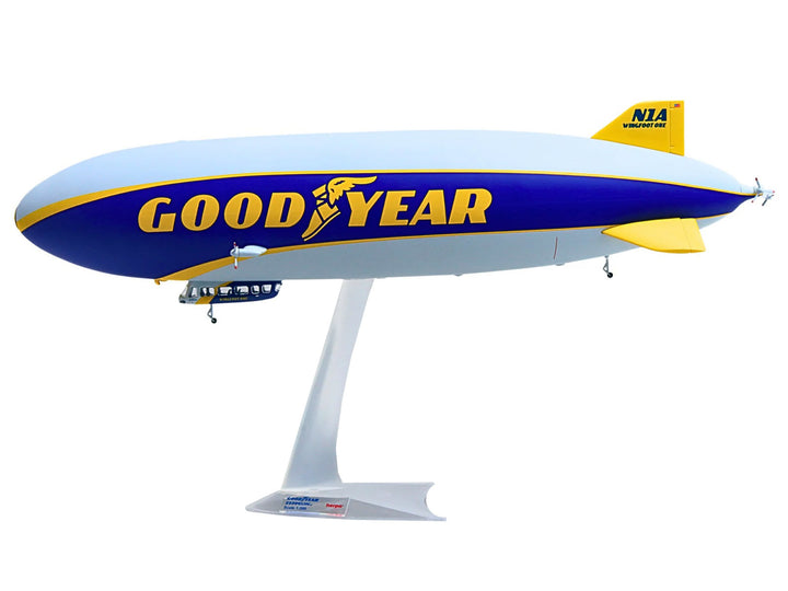 Zeppelin NT Aircraft "Goodyear Blimp - Wingfoot One" (N1A) Gray and Blue with Yellow Stripes 1/200 Diecast Model by Herpa image 2