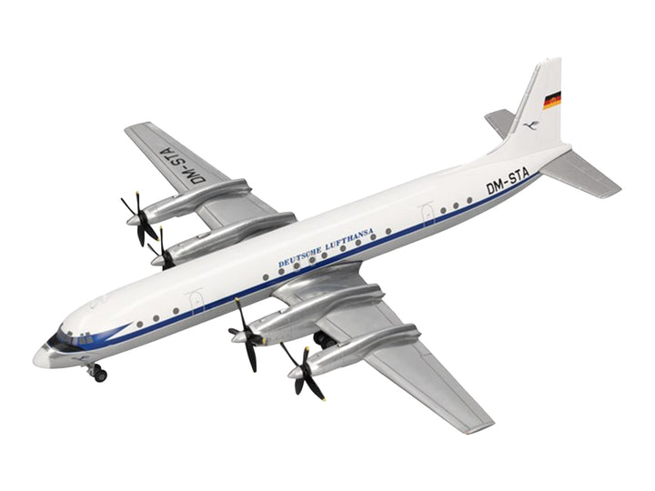Ilyushin IL-18 Commercial Aircraft "Deutsche Lufthansa" (DM-STA) White with Blue Stripes 1/200 Diecast Model by Herpa image 2