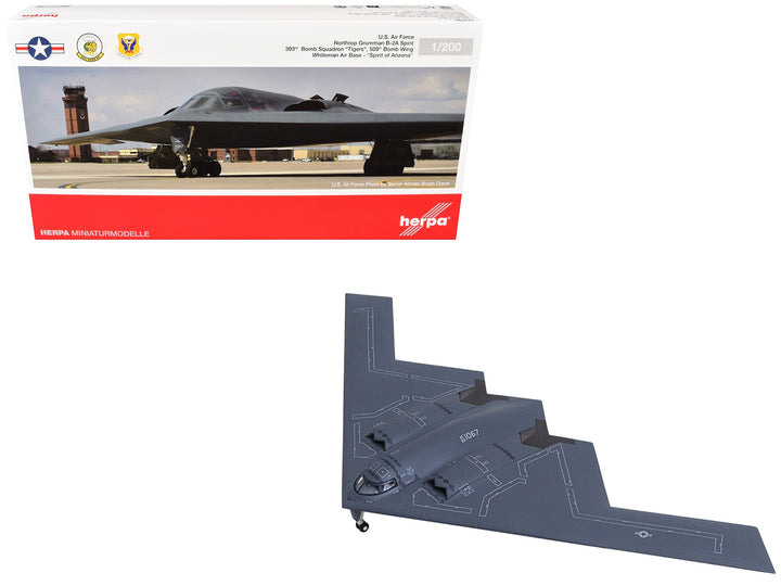 Northrop Grumman B-2A Spirit Stealth Bomber Aircraft "Spirit of Arizona 393rd Bomb Squadron 'Tigers' 509th Bomb Wing Whiteman Air Force Base" United States Air Force 1/200 Diecast Model by Herpa