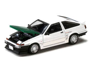 Toyota Sprinter Trueno (AE86) RHD (Right Hand Drive) "Keiichi Tsuchiya - Dori Dori Mesh Wheels" White with Green Carbon Hood 1/64 Diecast Model Car by Hobby Japan image 2