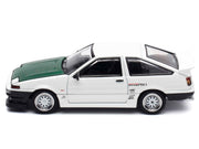 Toyota Sprinter Trueno (AE86) RHD (Right Hand Drive) "Keiichi Tsuchiya - Dori Dori Mesh Wheels" White with Green Carbon Hood 1/64 Diecast Model Car by Hobby Japan image 3