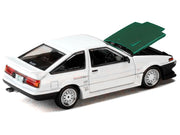 Toyota Sprinter Trueno (AE86) RHD (Right Hand Drive) "Keiichi Tsuchiya - Dori Dori Mesh Wheels" White with Green Carbon Hood 1/64 Diecast Model Car by Hobby Japan image 4