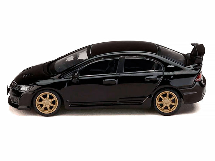 Honda Mugen Civic Type R (FD2) RHD (Right Hand Drive) Crystal Black Pearl with Gold Wheels "JDM64" Series 1/64 Diecast Model Car by Hobby Japan image 2