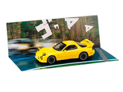 Mazda RX-7 (FD3S) RHD (Right Hand Drive) Yellow "Initial D" (1995-2013) Manga "Diorama Set Series" 1/64 Diecast Model Car by Hobby Japan image 4
