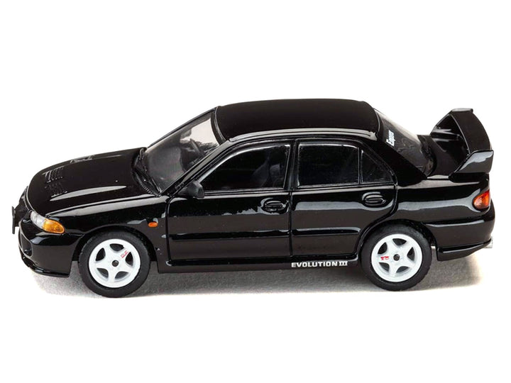 Mitsubishi Lancer RS Evolution III RHD (Right Hand Drive) Black "Initial D" (1995-2013) Manga "Diorama Set Series" 1/64 Diecast Model car by Hobby Japan image 2