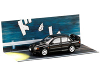 Mitsubishi Lancer RS Evolution III RHD (Right Hand Drive) Black "Initial D" (1995-2013) Manga "Diorama Set Series" 1/64 Diecast Model car by Hobby Japan image 5