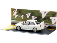 Mitsubishi Lancer RS Evolution IV RHD (Right Hand Drive) "MonStar" White "Initial D" (1995-2013) Manga "Diorama Set Series" 1/64 Diecast Model car by Hobby Japan image 5