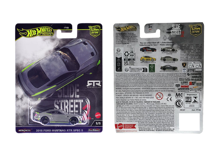 2018 Ford Mustang RTR Spec 5 Gray "Slide Street 2" Series Diecast Model Car by Hot Wheels image 2