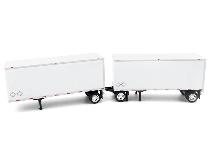 28' Dry Van Double Pup Trailers White Set of 2 pieces 1/87 (HO) Scale Plastic Model by HO Logistics image 2