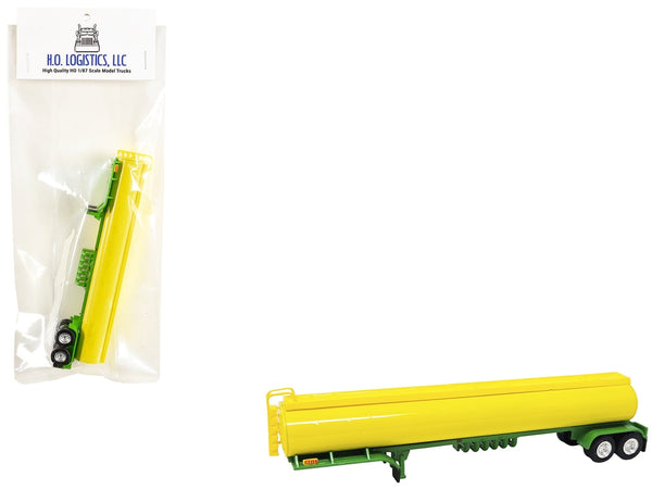 HO Logistics tanker trailer yellow and green 1:87 HO plastic model HL-305, view 1