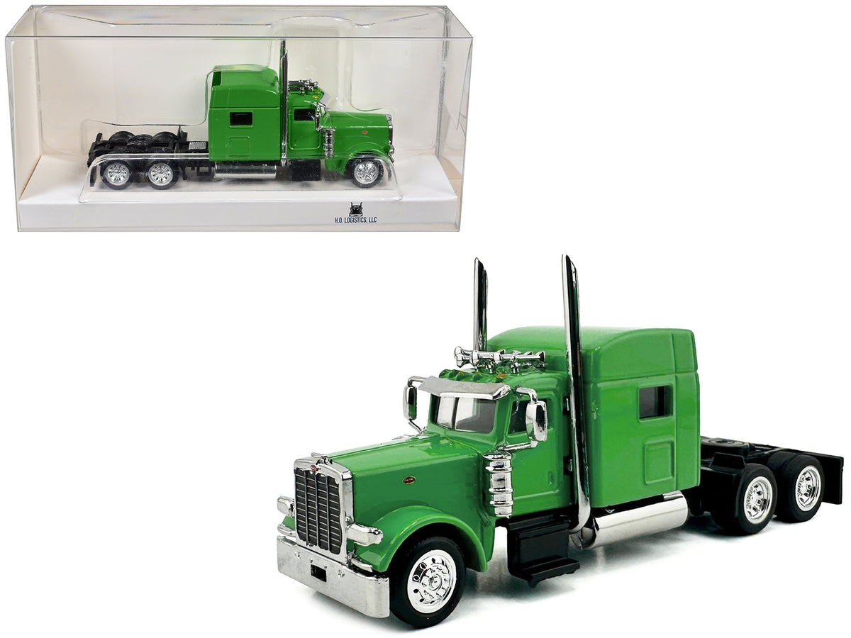 Peterbilt 389 Truck Tractor with Sleeper Cab Lime Green 1/87 (HO) Scale Plastic Model Car by HO Logistics