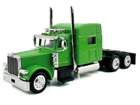 Peterbilt 389 Truck Tractor with Sleeper Cab Lime Green and Low Boy Flatbed Trailer Black Combo Set 1/87 (HO) Plastic Model Car by HO Logistics image 2