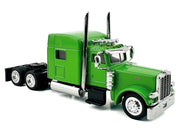 Peterbilt 389 Truck Tractor with Sleeper Cab Lime Green and Low Boy Flatbed Trailer Black Combo Set 1/87 (HO) Plastic Model Car by HO Logistics image 3