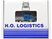 Peterbilt 389 Truck Tractor with Sleeper Cab Blue Metallic and Pneumatic Tank Trailer Chrome Combo Set 1/87 (HO) Plastic Model Car by HO Logistics image 3