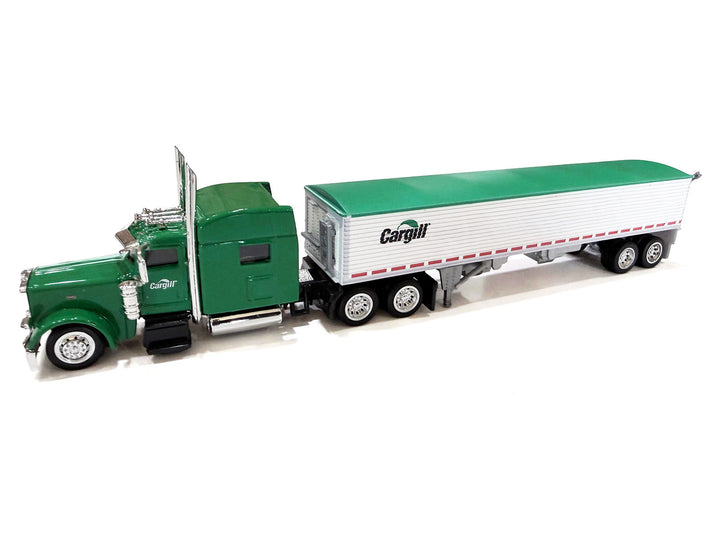 Peterbilt 389 Truck Tractor with Sleeper Cab "Cargill" Green and Covered Grain Trailer White with Green Tarp Combo Set 1/87 (HO) Plastic Model Car by HO Logistics image 2