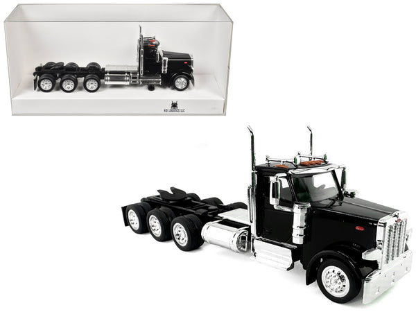 Peterbilt 589 3-Axel Day Cab Black 1/87 (HO) Plastic Model Car by HO Logistics