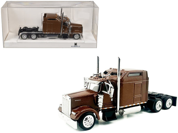 Kenworth W900L Truck Tractor with Sleeper Cab Brown Metallic 1/87 (HO) Scale Plastic Model Car by HO Logistics