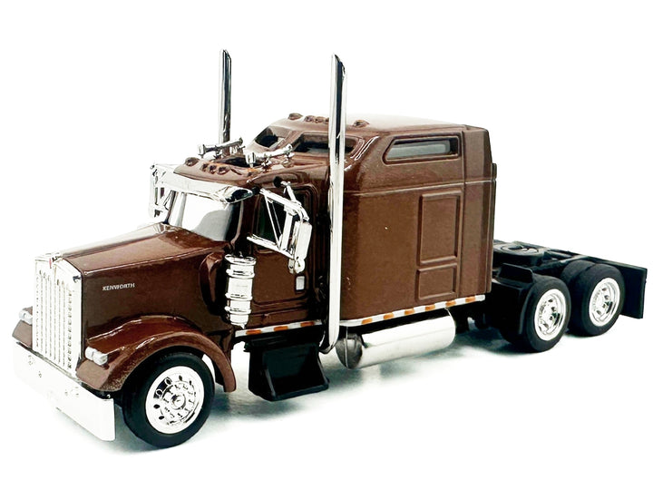 Kenworth W900L Truck Tractor with Sleeper Cab Brown Metallic 1/87 (HO) Scale Plastic Model Car by HO Logistics image 2