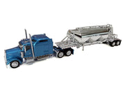 Kenworth W900L Truck Tractor with Sleeper Cab Blue Metallic and Pneumatic Tank Trailer Combo Set 1/87(HO) Plastic Model Car by HO Logistics image 2