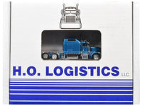 Kenworth W900L Truck Tractor with Sleeper Cab Blue Metallic and Pneumatic Tank Trailer Combo Set 1/87(HO) Plastic Model Car by HO Logistics image 3