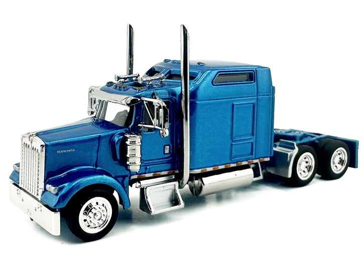 Kenworth W900L Truck Tractor with Sleeper Cab Blue Metallic 1/87 (HO) Scale Plastic Model Car by HO Logistics image 2