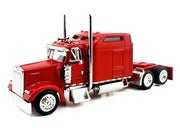 Kenworth W900L Truck Tractor with Sleeper Cab Red and Covered Grain Trailer White with Red Tarp Combo Set 1/87 (HO) Plastic Model Car by HO Logistics image 2