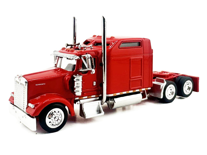 Kenworth W900L Truck Tractor with Sleeper Cab Red and Covered Grain Trailer White with Red Tarp Combo Set 1/87 (HO) Plastic Model Car by HO Logistics image 2