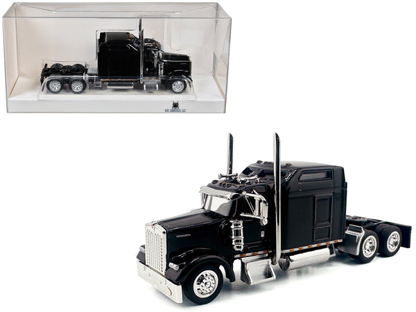 Kenworth W900L Truck Tractor with Sleeper Cab Black 1/87 (HO) Scale Plastic Model Car by HO Logistics