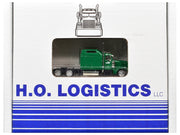 Kenworth W900L Truck Tractor with Sleeper Cab "Cargill" Green and Covered Grain Trailer White with Green Tarp Combo Set 1/87 (HO) Plastic Model Car by HO Logistics image 3