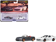 Mazda Mazdaspeed Miata Gray Metallic and Mazda RX7 FC Pandem White "Car Culture" Set of 2 Cars Diecast Model Cars by Hot Wheels image 2