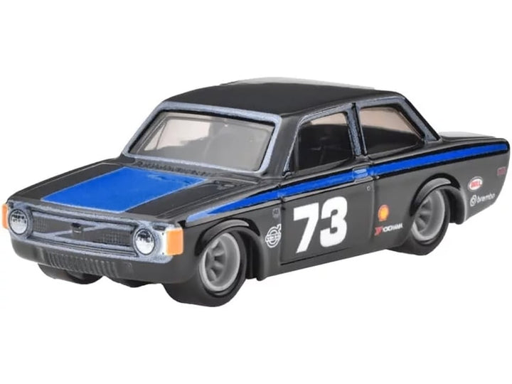 1973 Volvo 142 GL #73 Black with Blue Stripes and Hood "Boulevard" Series Diecast Model Car by Hot Wheels image 2