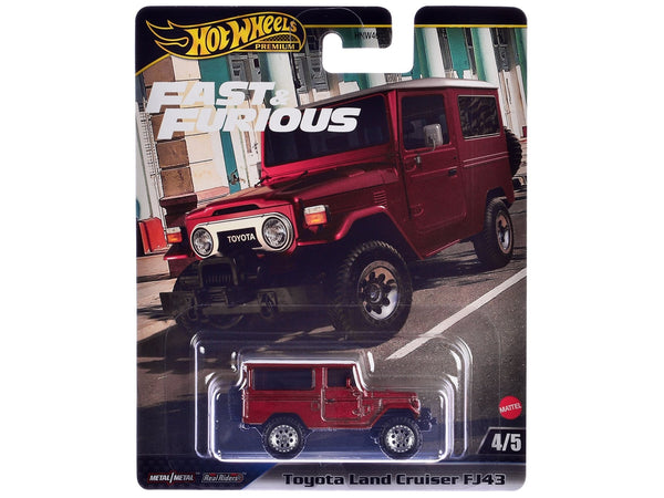Hot Wheels Toyota Land Cruiser FJ43 red white top Fate of the Furious Fast and Furious HRT96, view 1