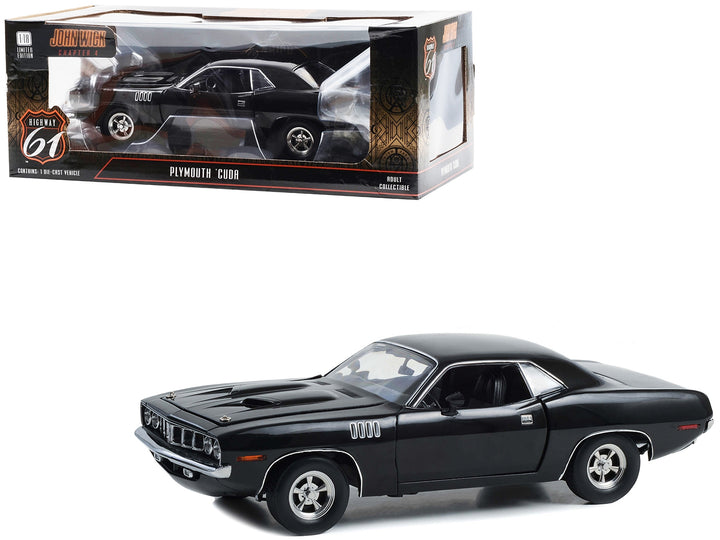 Plymouth Barracuda Black "John Wick: Chapter 4" (2023) Movie 1/18 Diecast Model Car by Highway 61 image 2