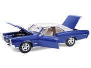 1966 Pontiac GTO Barrier Blue with White Top and Interior 1/18 Diecast Model Car by Highway 61 image 3