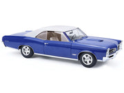 1966 Pontiac GTO Barrier Blue with White Top and Interior 1/18 Diecast Model Car by Highway 61 image 4