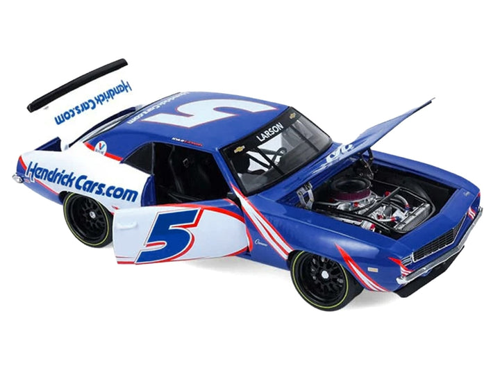 1969 Chevrolet Camaro #5 Kyle Larson "Hendrick Motorsports First Win Tribute" Blue and White with Graphics 1/18 Diecast Model Car by Highway 61 image 2