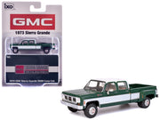 1973 GMC Sierra Grande 3500 Crew Cab Dually Pickup Truck Green and White 1/64 Diecast Model by IXO Models